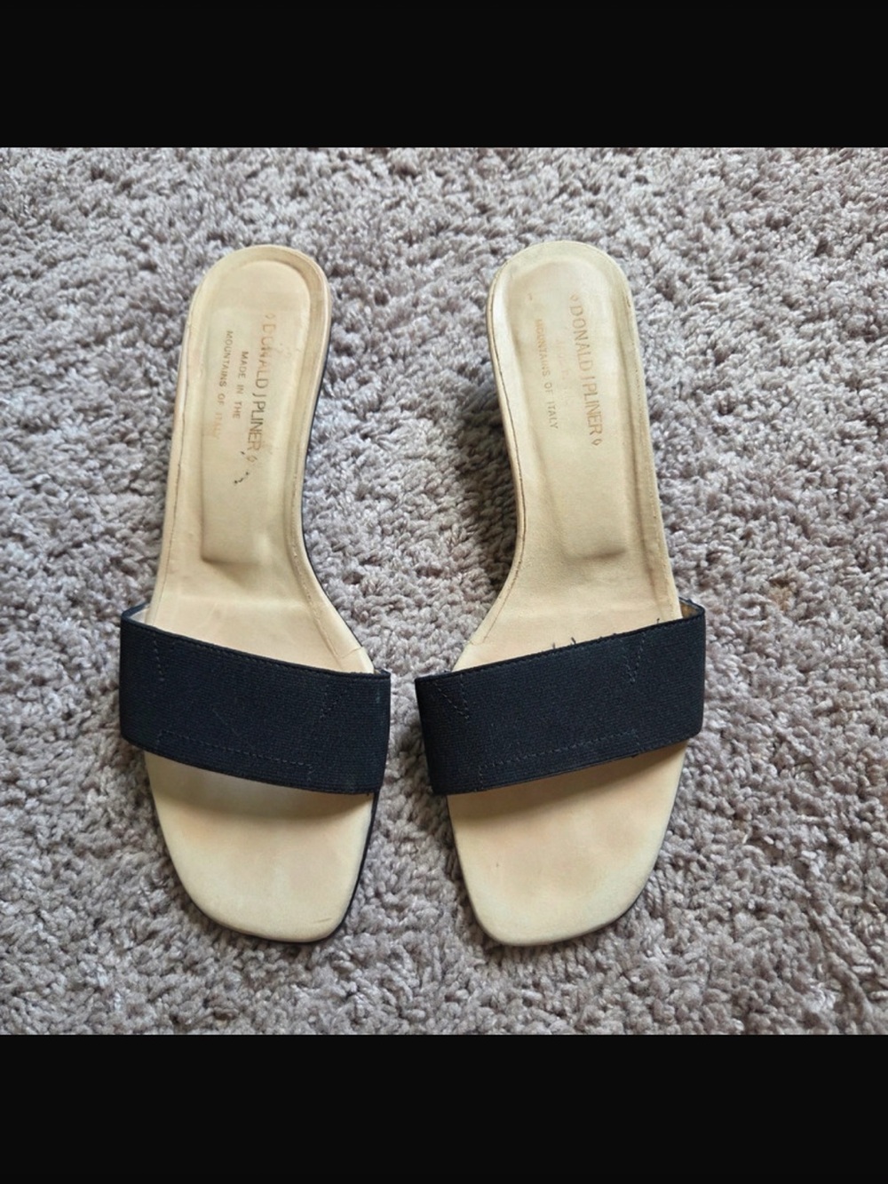 Donald J. Pliner Black and Beige Slide Mules for Women